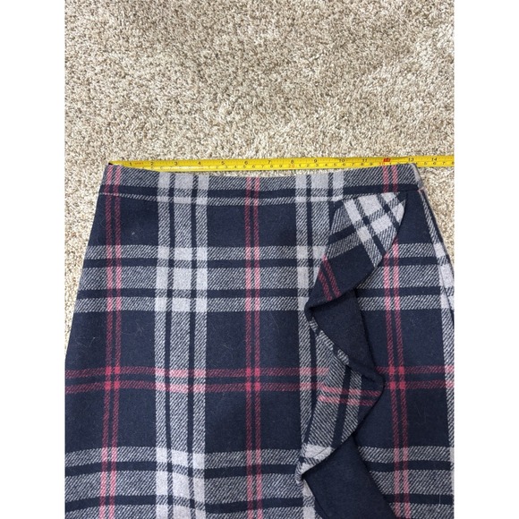 J.CREW Mercantile Blue Double-Serge‎ Wool Ruffle Mini Skirt Size 00 - Picture 7 of 7